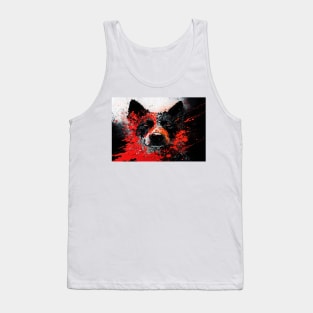 Abstract Splash Painting Of A Dog In Black And Red Colours Tank Top